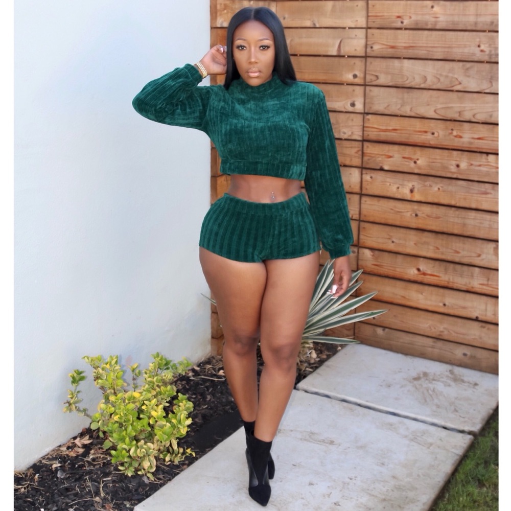 Velvet Sweater & Shorts Set